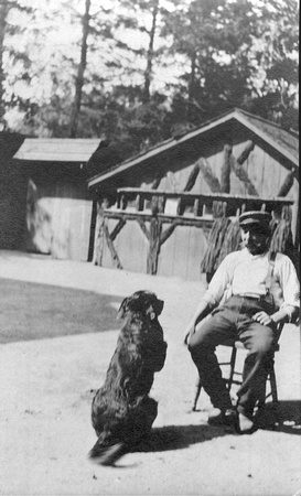 Gardener with his dog, Austin Estate, c. 1905