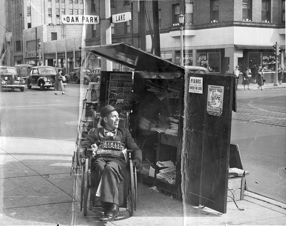 News Vendor, Lake St. & Oak Park Ave., c. 1947